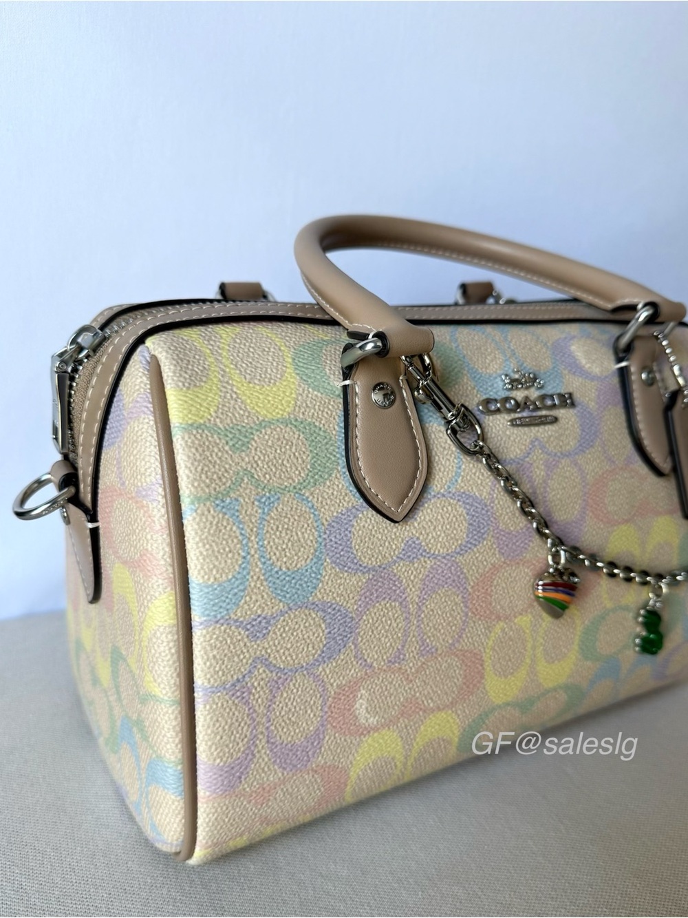 NWT Coach Rowan Satchel Rainbow Signature CDA90 + Gift Set Ready to Gift - Picture 6 of 15